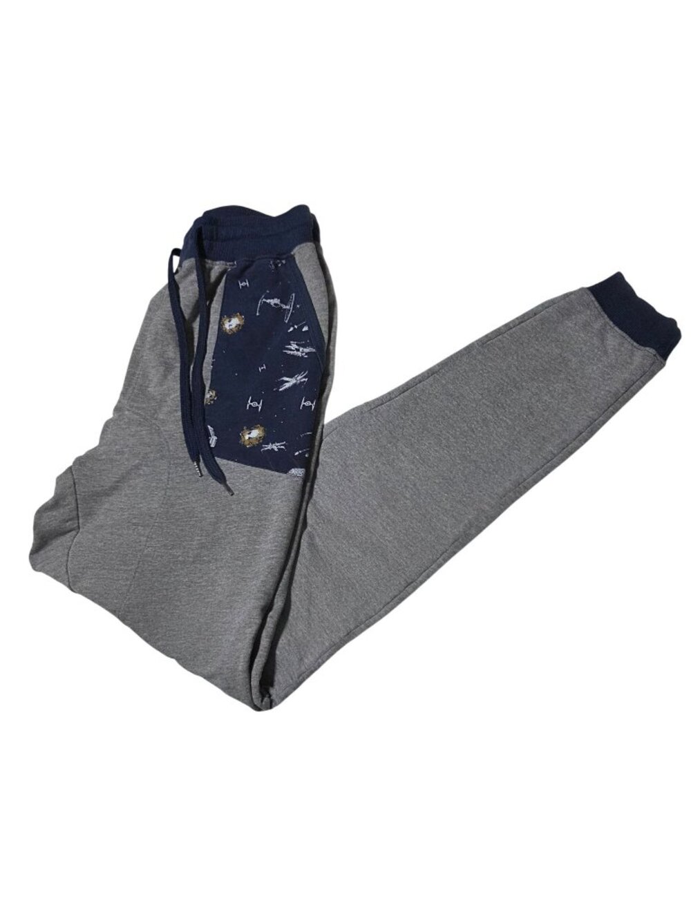 Star Wars Jogger Pants Mens Size Small Gray Blue Small Elastic Waist Cuffs Pjs